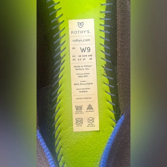 Rothy’s The Flat Black Round Toe Ballet Flats W9 Washable Knit Classic Comfort - Picture 7 of 9